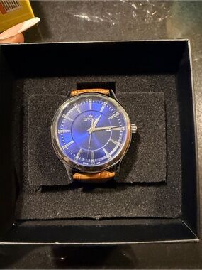 Invicta Celestial 43mm Blue Dial Brown Leather Strap Quartz Watch